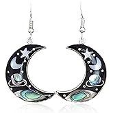 Aksod Crescent Moon Earrings for Women Silver Dangle Moon Earrings Vintage Celestial Earrings for Women
