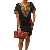 African Dresses for Women Casual Vintage Attire Bohemian Dashiki Traditional Ethnic Midi Dress