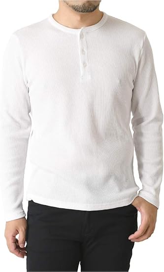 Amazon リミテッドセレクト Limited Select ヘンリーネック ワッフル カットソー メンズ 無地 長袖 Tシャツ カットソー 通販
