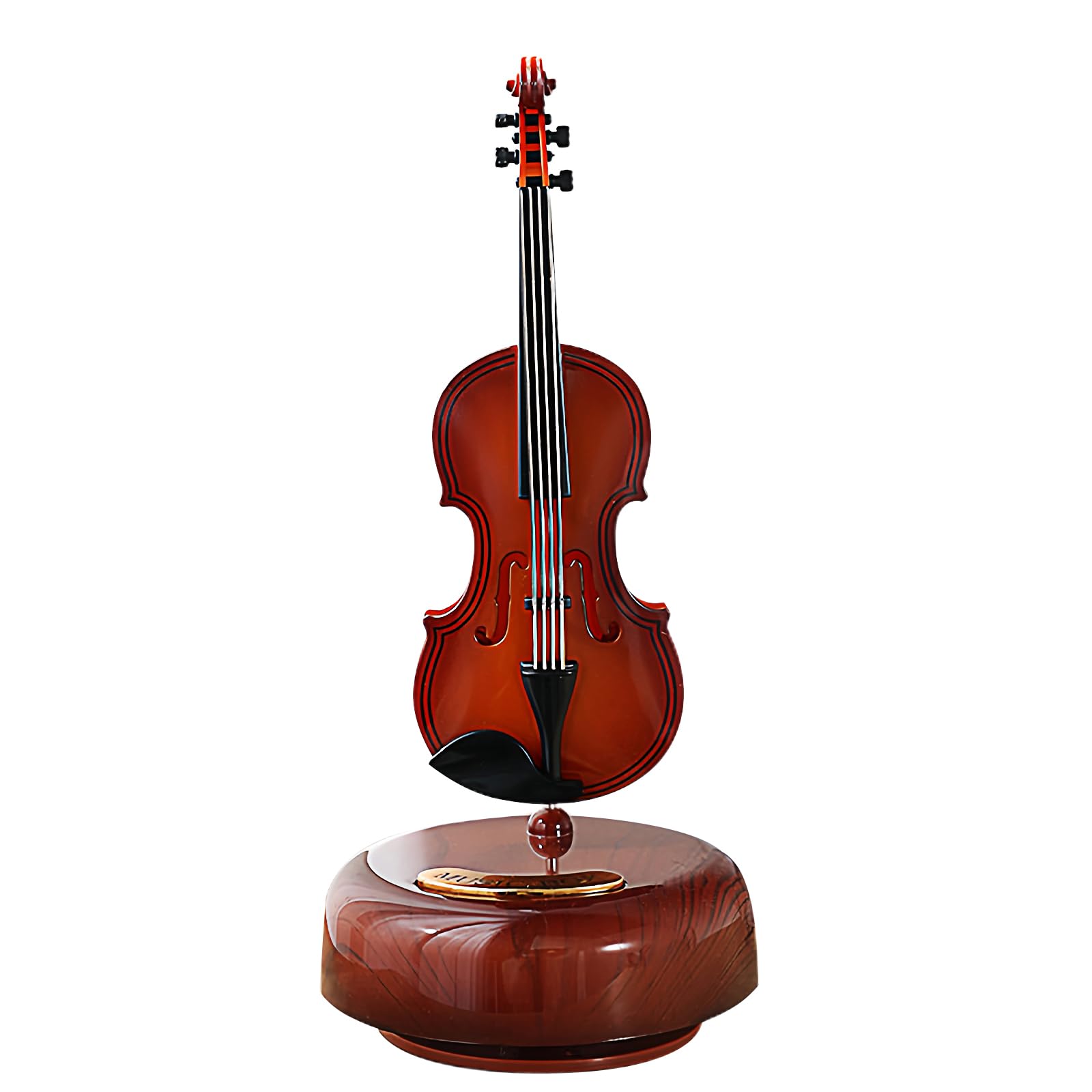 Musiin Violin Music Box, Creative Music Box Violin with Rotating Music Base, Classical Music Box Mini Replica Musical Instrument Crafts, Retro Desktop Ornaments Simulation Model (Brown)