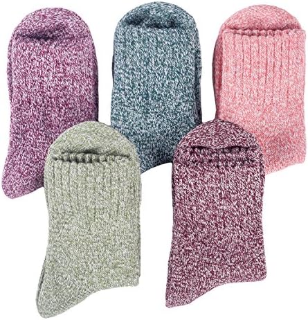 Eternities 5 Pairs Women's Vintage Style Winter Thick Knit Warm Casual Wool Crew Socks