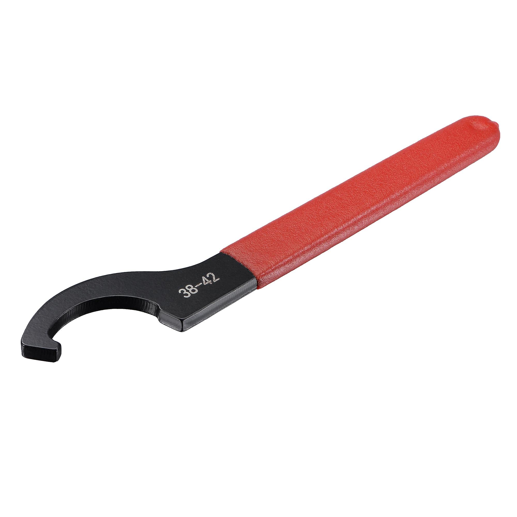 sourcing map C Hook Spanner Wrench Collet Chuck for 38-42mm Round Nut, with Red Non-Slip Handle