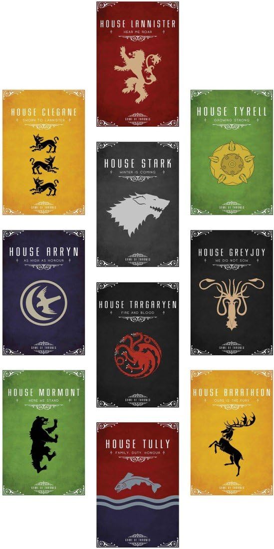 Posterhub Game of Thrones Minimal Artist of Houses Wall Poster (Paper, Multicolour)