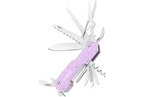 FantastiCAR 15 in 1 Multi-tool with Cute Hearts, EDC Folding Pocket Knife with Premium Gift Box for Camping, Fishing, Hunting, Survival, Outdoor (Pueple Hearts)