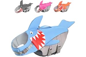 BOTEWO Dog Life Jacket Swimming Vest: Shark Dog Life Vest for X-Large Dogs, Adjustable Ripstop Pet Life Preserver for Swimming Boating - with Reflective Stripes & Rescue Handle (Blue)
