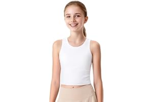 JOCMIC Girls Tank Tops Athletic Shirts Double-Lined Racerback Workout Crop Tops High Elasticity for Gymnastics Yoga