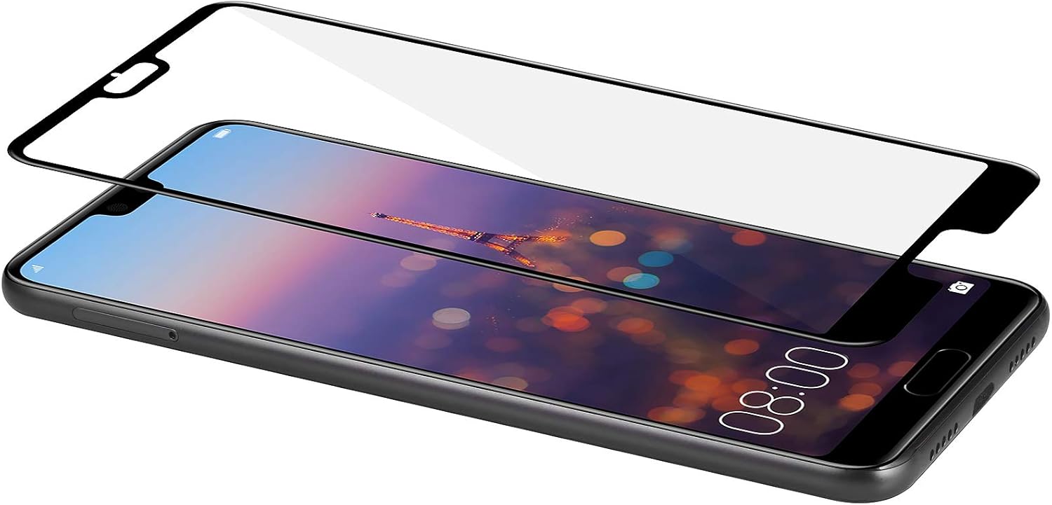 StilGut 3D Full Cover Tempered Glass Screen Protector Compatible with Huawei P20 Lite, Black/Clear