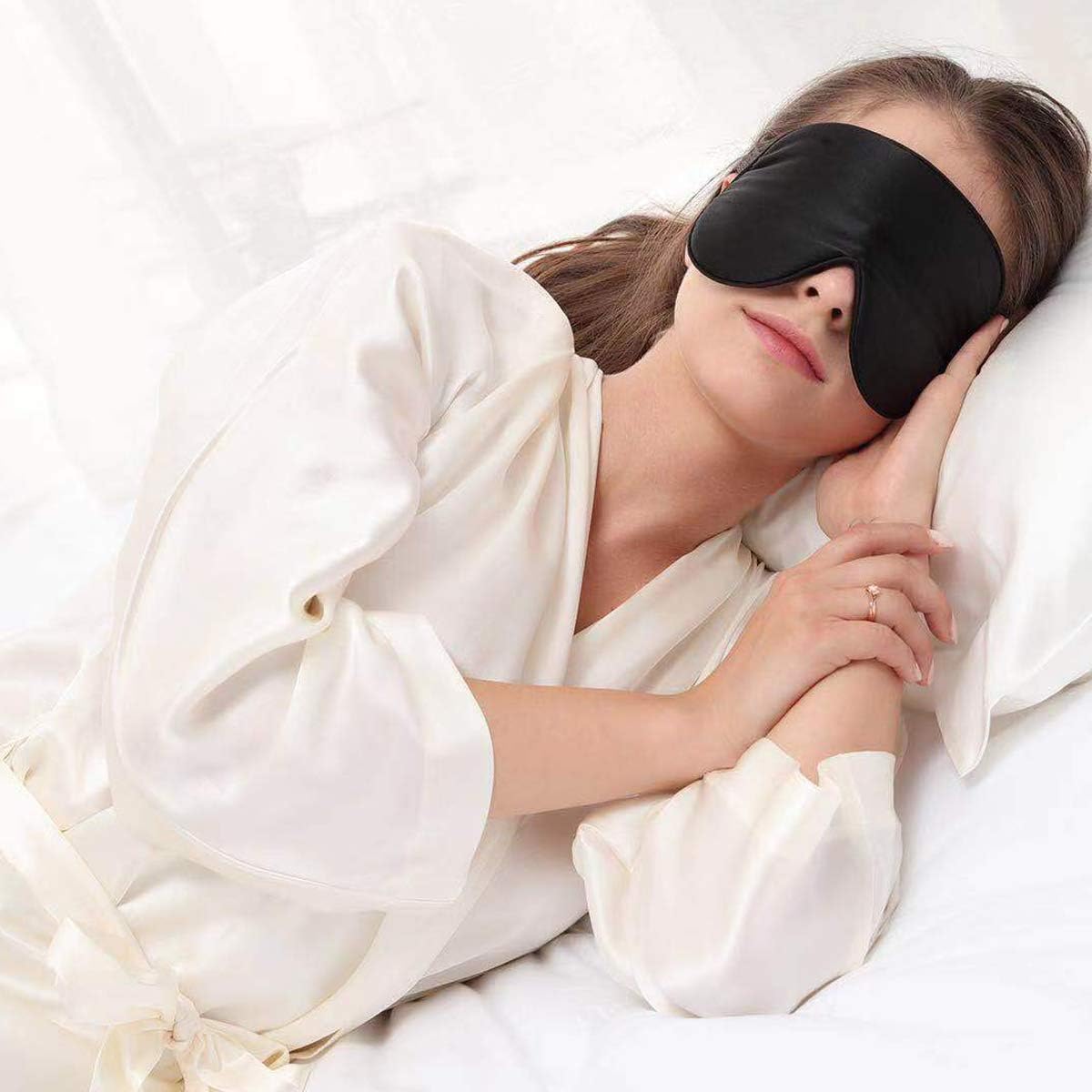 Alaska Bear Natural Silk Sleep Mask, Blindfold, Super Smooth Eye Mask (Black): Health & Personal Care