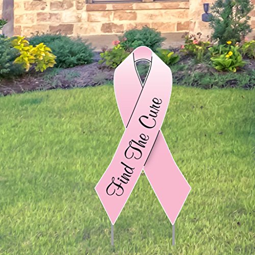 VictoryStore Yard Sign Outdoor Lawn Decorations - Breast Cancer Awareness Pink Ribbon Yard Sign with stakes - 12.8