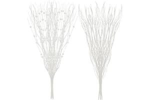 SLKING STORE SLK 16-Pack Artificial Glitter Berry Stem Ornaments, Christmas Decorative Glittery Twigs, Picks, Branches for Tree, Wreath, Small Vase, Halloween Party (White)