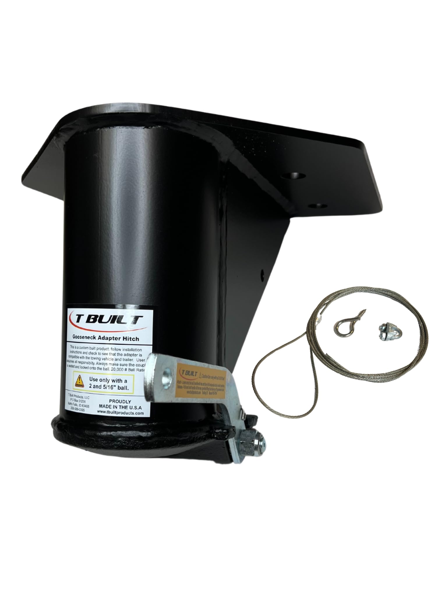 Photo 1 of T-Built 5th Wheel to Gooseneck Adapter 8" with 7 3/4" Forward Offset with Remote Release Cable, Made in USA, Fifth Wheel to Gooseneck Adapter for RV Camper Trailer, 20.000 Pound Rating