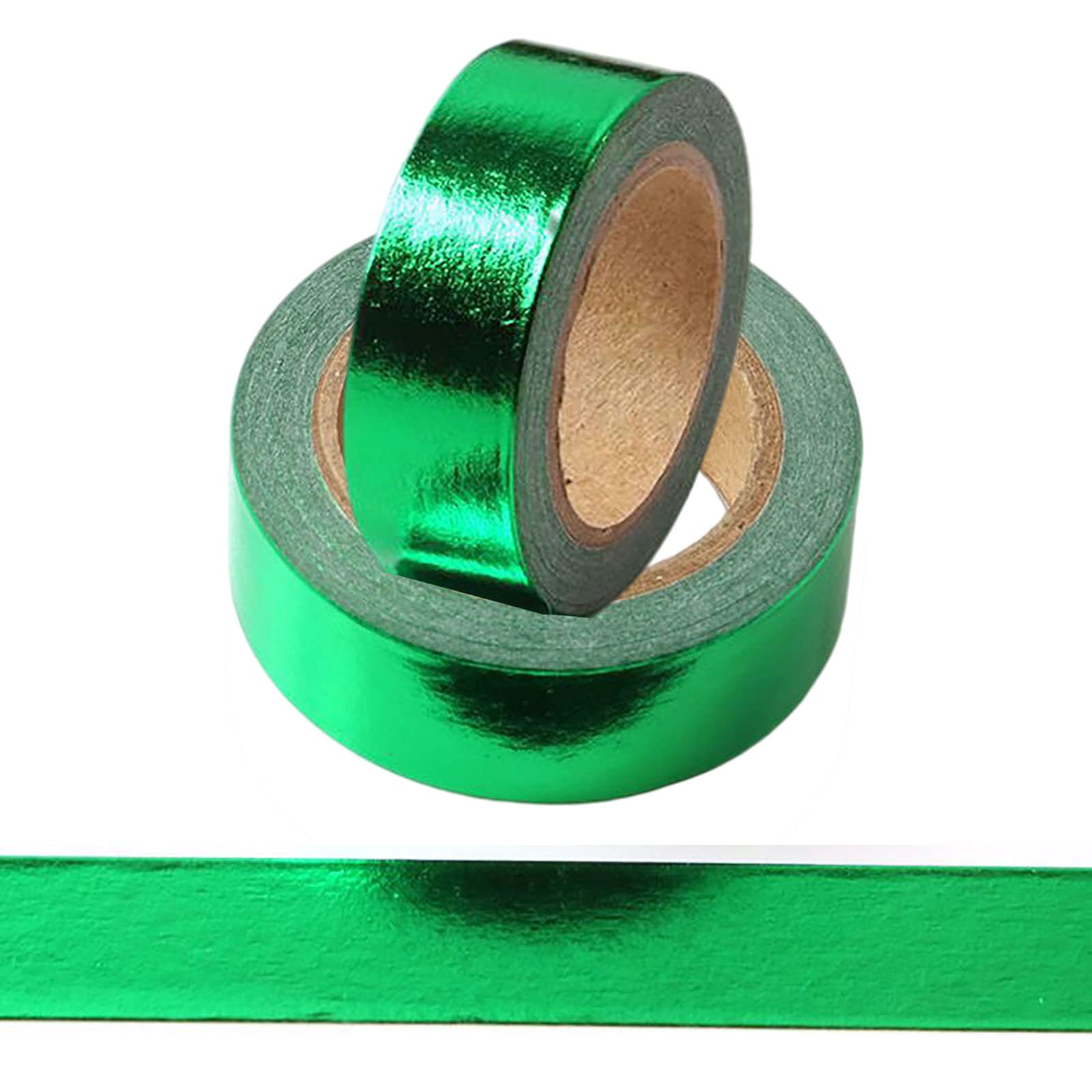 CIAJIE Foil Washi Tape,2 Rolls 5/8" x 393 inches(15mm*10M) Washi Tape, Masking Tape Craft Supplies Tape for Scrapbooking DIY Craft DecorativeFoil Washi (Green)