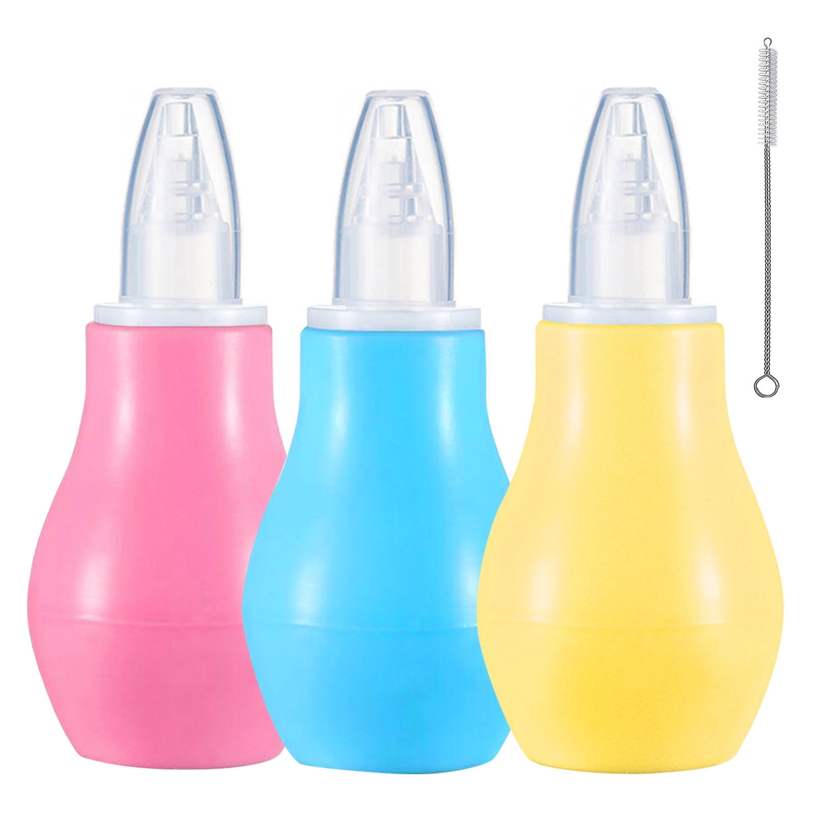 GWAWG 3 PCS Baby Nasal Aspirator Nose Sucker for Newborn Bulb Syringe Baby Nose Nasal Cleaner Mucus Removal for Toddler Newborn,Blue Yellow Pink