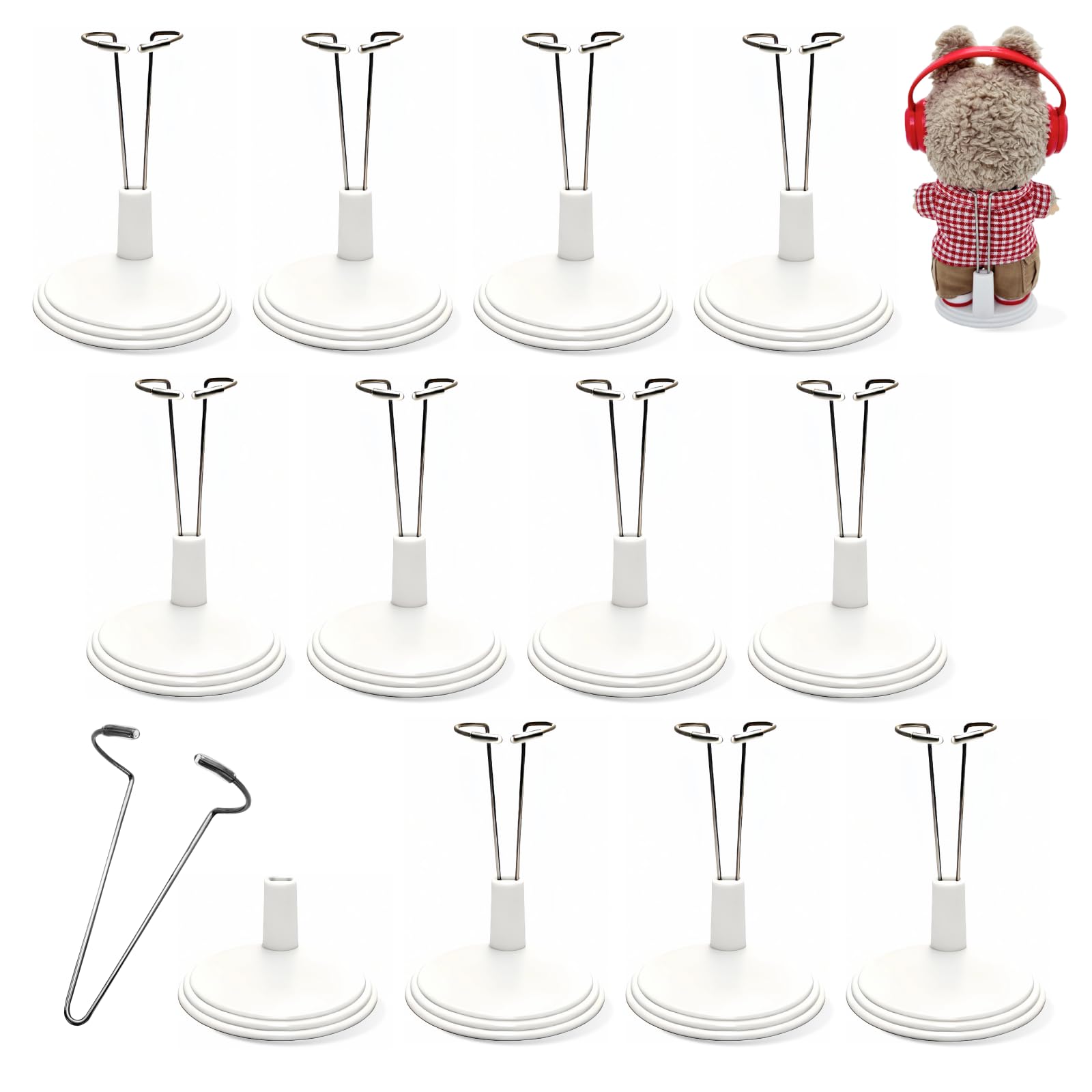 Photo 1 of 6Pcs Adjustable Doll Stands for Labubu, Display Holder Compatible with Skullpanda Crybaby Stitch Hellokitty and More, Stable Display Base for 6-8 Inch Figures, Crochet Plush, and Kpop Light Sticks