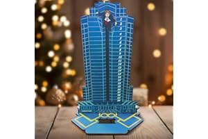 JQMEG 2025 Advent Calendar, Wooden Diehard Advent Calendar Dropped Nakatomi Plaza Tabletop Christmas Countdown Calendar Ornament for Kids Adults Home Decoration (Blue-A)
