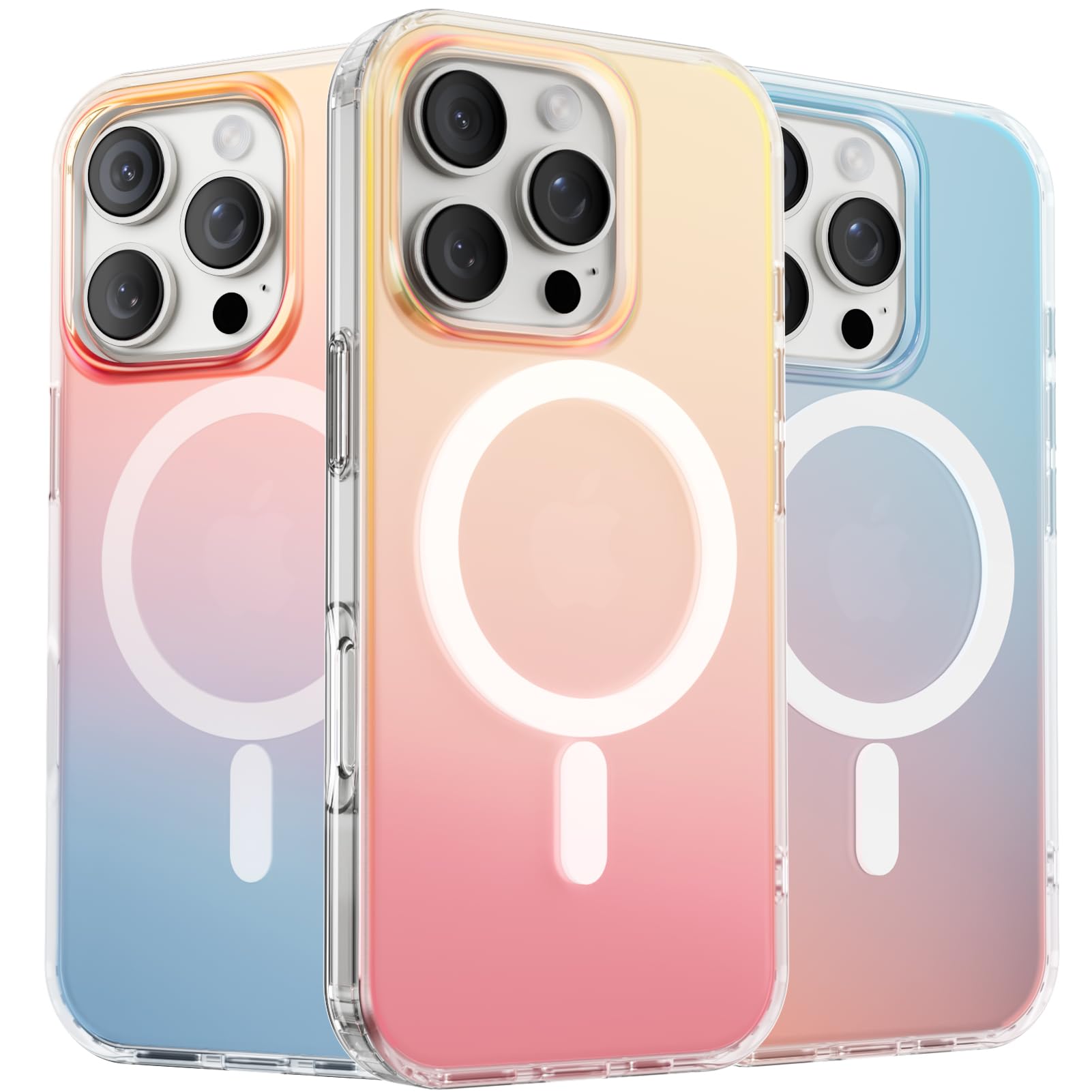 ORNARTO Compatible with iPhone 16 Pro for MagSafe Case,Shockproof Protective Rainbow Case,Wireless Charging Magnetic Phone Cases Cover 6.3 inch-Sunset