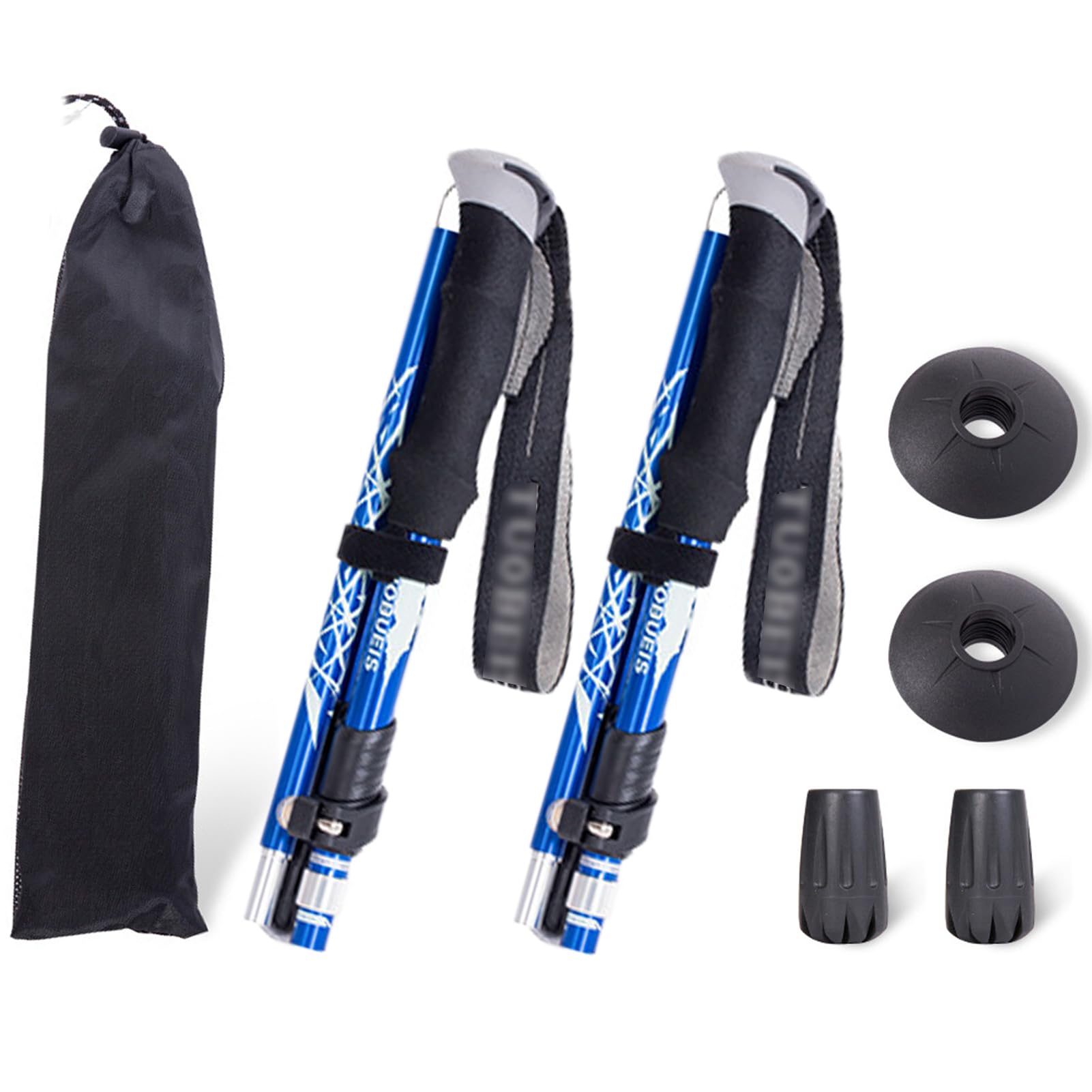 ThreeH 2 Pcs per Set Trekking Poles Collapsible Telescopic Hiking Poles Quick Adjustable Walking Stick for Men Women Easy to Use Ultralight for Hiking Camping Travel Blue