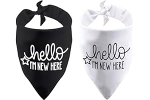 PWHAOO 2 Pack New Puppy Reveal Dog Bandana New Puppy Announcement Gift Hello I'm New Here Dog Bandana (Hello I'm New Here)