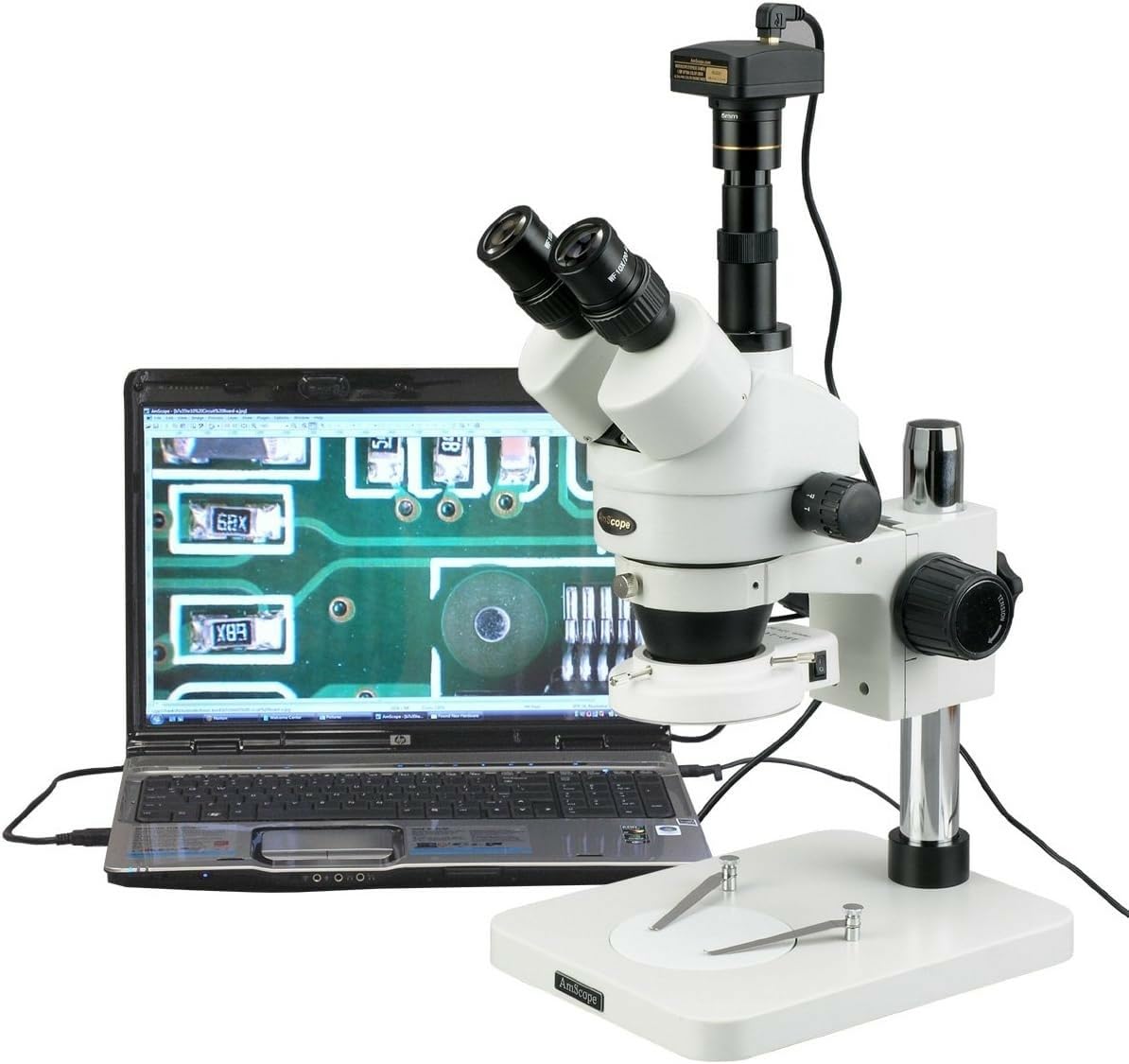 AmScope - 3.5X-180X Manufacturing 144-LED Zoom Stereo Microscope with 10MP Digital Camera
