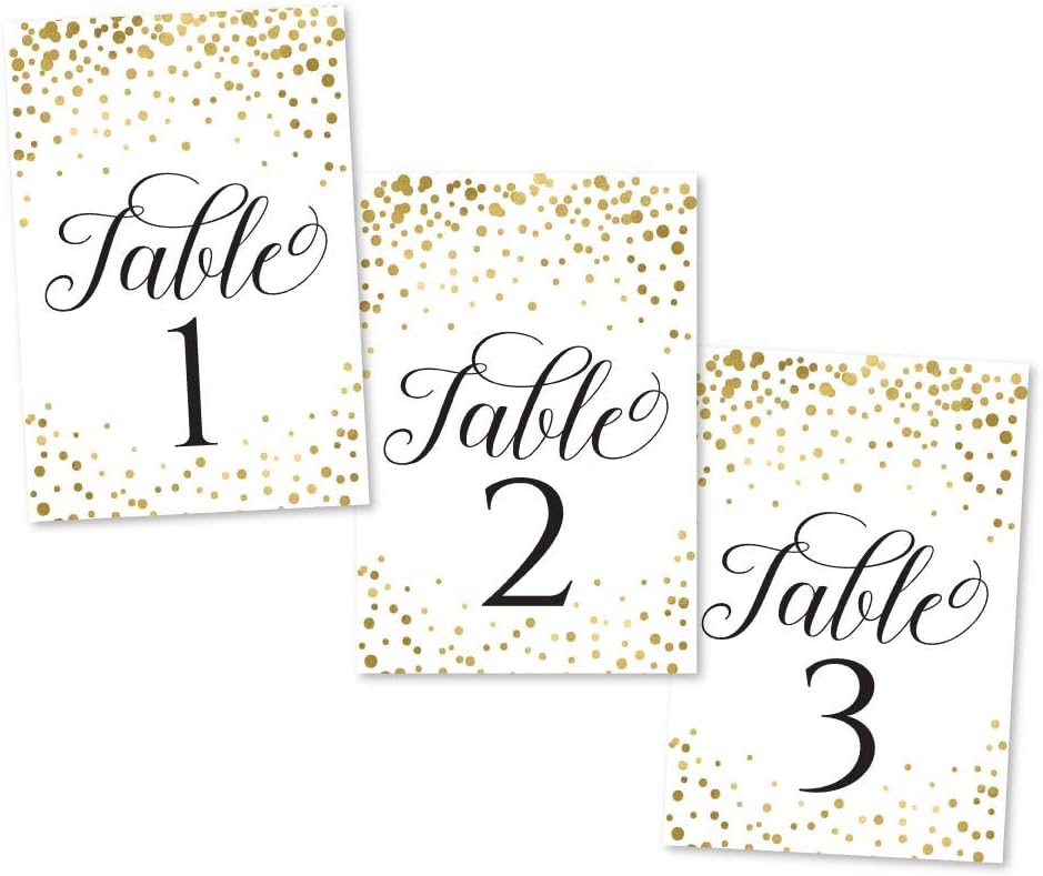 1-25 Gold Glitter Table Number Double Sided Signs for Wedding Reception, Restaurant, Birthday Event, Calligraphy Printed Numbered Card Set Centerpiece Decoration Setting Reusable Frame Stand 4x6 Size: Home & Kitchen