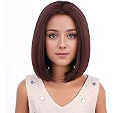 PATTNIUM Kids Brown Bob Wig Child Short Straight Bob Wig for Girls Brown Cosplay Party Daily Wear Heat Resistant Synthetic Wigs