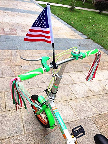 AISHEMI Kids Bike Cycling Handlebar Safety Flag Pole Polyester Full Color Tear-Resistant Waterproof Flag American Flag July 4 Independence Day Bike and Tike Parade Red White Blue Flag