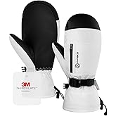 INPAKO Winter Ski Mittens Men Women, 3M Thinsulate Waterproof Mittens with Inside Glove Liners, Touchscreen Snowboarding Gloves, 5-Layer Thermal Warm Cold Weather Snow Gloves for Skiing, Snowboard