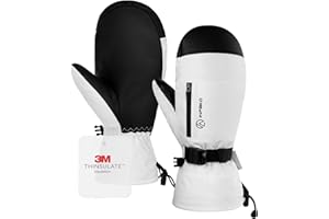 INPAKO Winter Ski Mittens Men Women, 3M Thinsulate Waterproof Mittens with Inside Glove Liners, Touchscreen Snowboarding Gloves, 5-Layer Thermal Warm Cold Weather Snow Gloves for Skiing, Snowboard