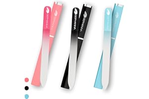 SEPHANNA 3 Pack Crystal Glass Finger Nail File with Case for Natural Nail Professional Glass Nail File for Unisex, Portable Crystal Nail File with Case Czech Glass File Double-Sided for Natural & Acrylic Nails