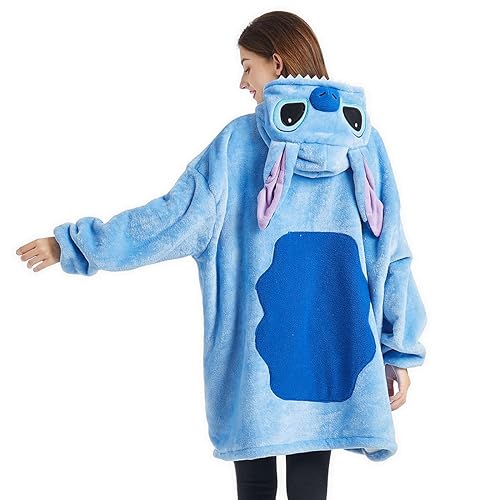 OGU' DEAL Women's Stitch Blanket Hoodie Oversized Wearable