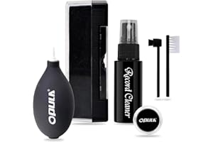 OPULA 6PCS Vinyl Record Cleaning Kit - Vinyl Record Cleaner Kit for LP Albums - Soft Velvet Record Brush, Air Blower, Stylus Gel, Cleaning Liquid, Stylus Brush, Brush for Velvet