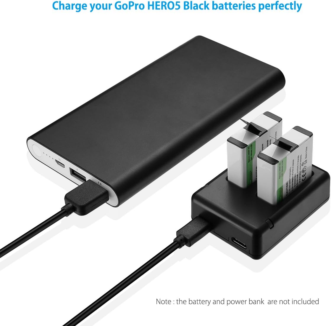 Powerextra Dual Battery Charger with Micro USB Cable for GoPro HERO8 Black GoPro HERO7 Black GoPro HERO6 Black GoPro HERO5, HERO5 Black GoPro Hero 2018 : Electronics