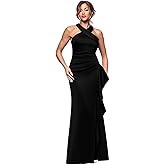 Xscape Womens Betsy & Adam Women's Scuba Crepe Sleeveless Leg Slit Ruffle Floor Length Dress