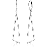 ALEXCRAFT 925 Sterling Silver Dangle Earrings for Women Gold Plated Long Triangle Dangle Drop Earings Hypoallergenic Trendy Leverback Dangly Earrings Dangling Jewelry for Women