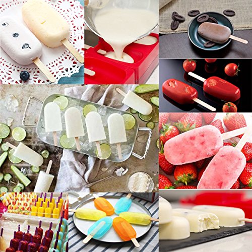 Pack of 2 ,3 Cavities Silicone Cute Ice Pop Mold with Lid,Ice Cream Maker Mold Cute Popsicle Mold with Sticks and Scouring Pad - Thumbnail 5