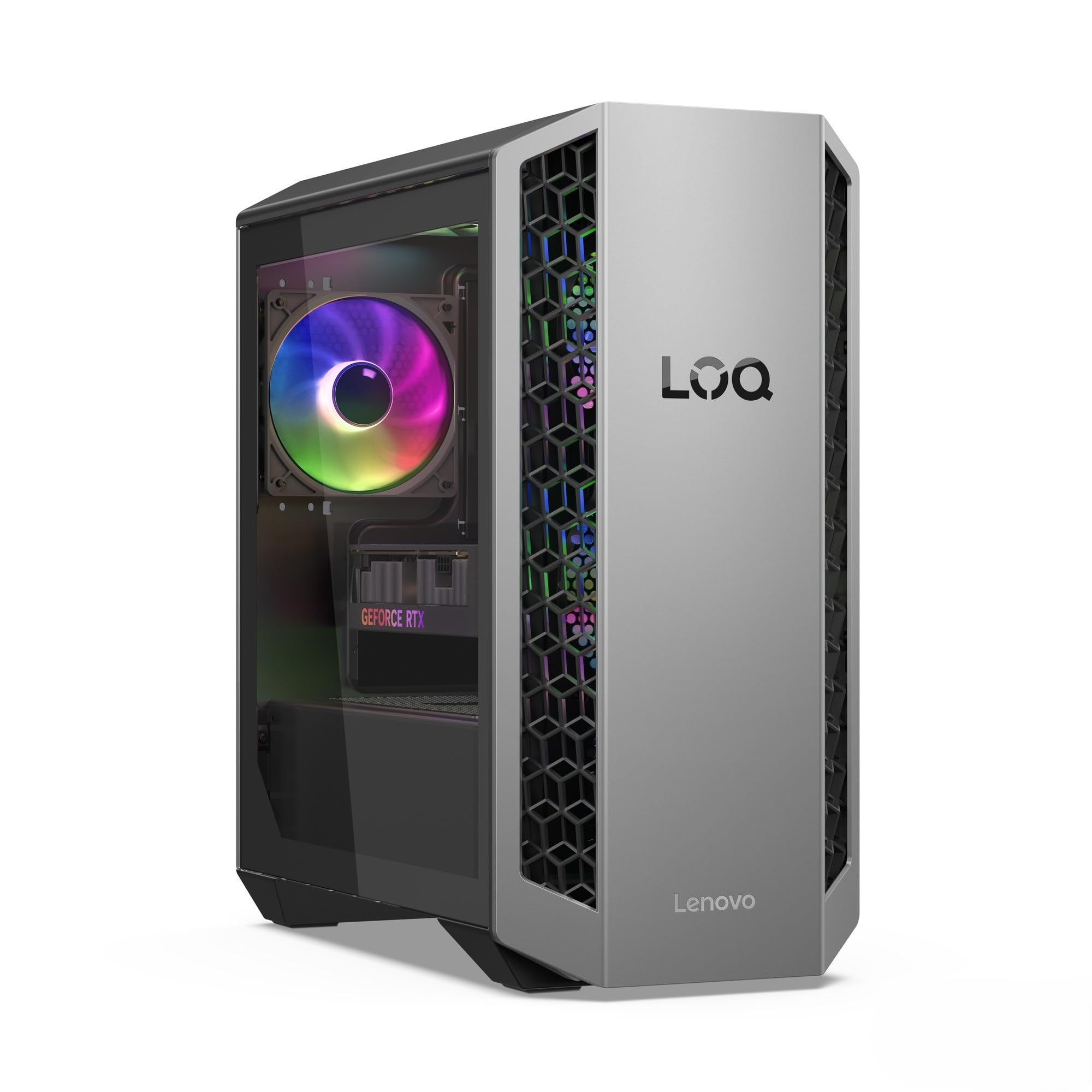 Lenovo LOQ Tower Gaming Desktop-PC | NVIDIA GeForce RTX 5060 8GB | AMD Ryzen 7-8745HX | 32RAM | 1TB | Win11 | 26L | Luna Grau-Eclipse Black | 3 Monate GamePass