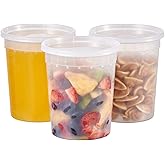 32oz Plastic Deli Containers, 24 Sets - Leakproof, Stackable, BPA Free, Microwavable, Freezer Safe
