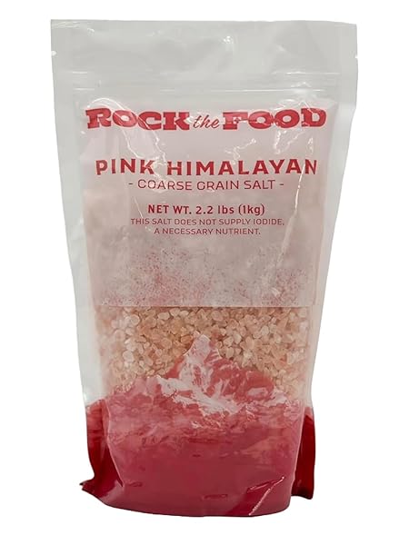 ROCK THE FOOD | PINK HIMALAYAN SALT BULK, 2.2 LB COARSE GRAIN | FOR TABLE SALT IN GRINDERS OR SPICE JARS | BATH SALT | GOURMET PURE CRYSTAL | 100% NATURAL & KOSHER CERTIFIED