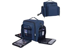 UOZL Nail Polish Organizer Case Holds 60 Bottles Portable Travel Storage Box with 2 Detachable Bags, Designed for Women's Nail Tools, Essential Oils and Cosmetics Sets Blue