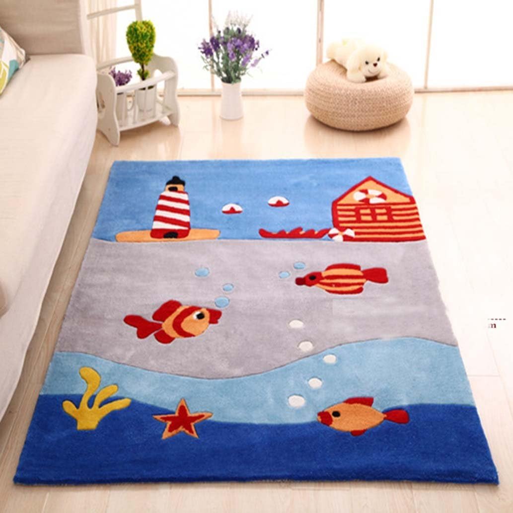 CarPet MAXYOYO Boys and Girls Cartoon Pink/Blue Kids Bedroom Soft Children's Rugs (Little Fish)
