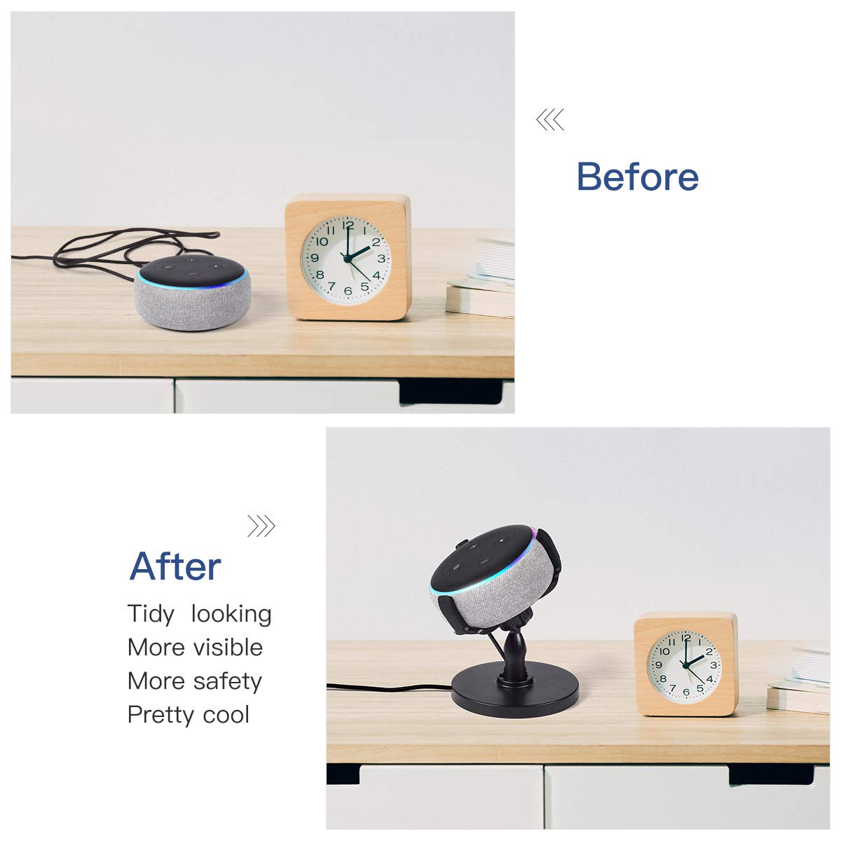 CaseBuy Echo Dot 3rd Gen Stand, Table Holder 3rd Generation, 360 Degrees Rotated/Elastic Material/Rubber Protection Stand Bracket Mount, Increase Reception Perfectly Fit Echo 3rd Gen Accessories