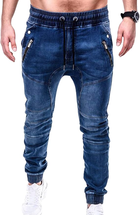 SOMTHRON Herren Jogging Jeans Slim Fit Stretch Jogginghose Elastische