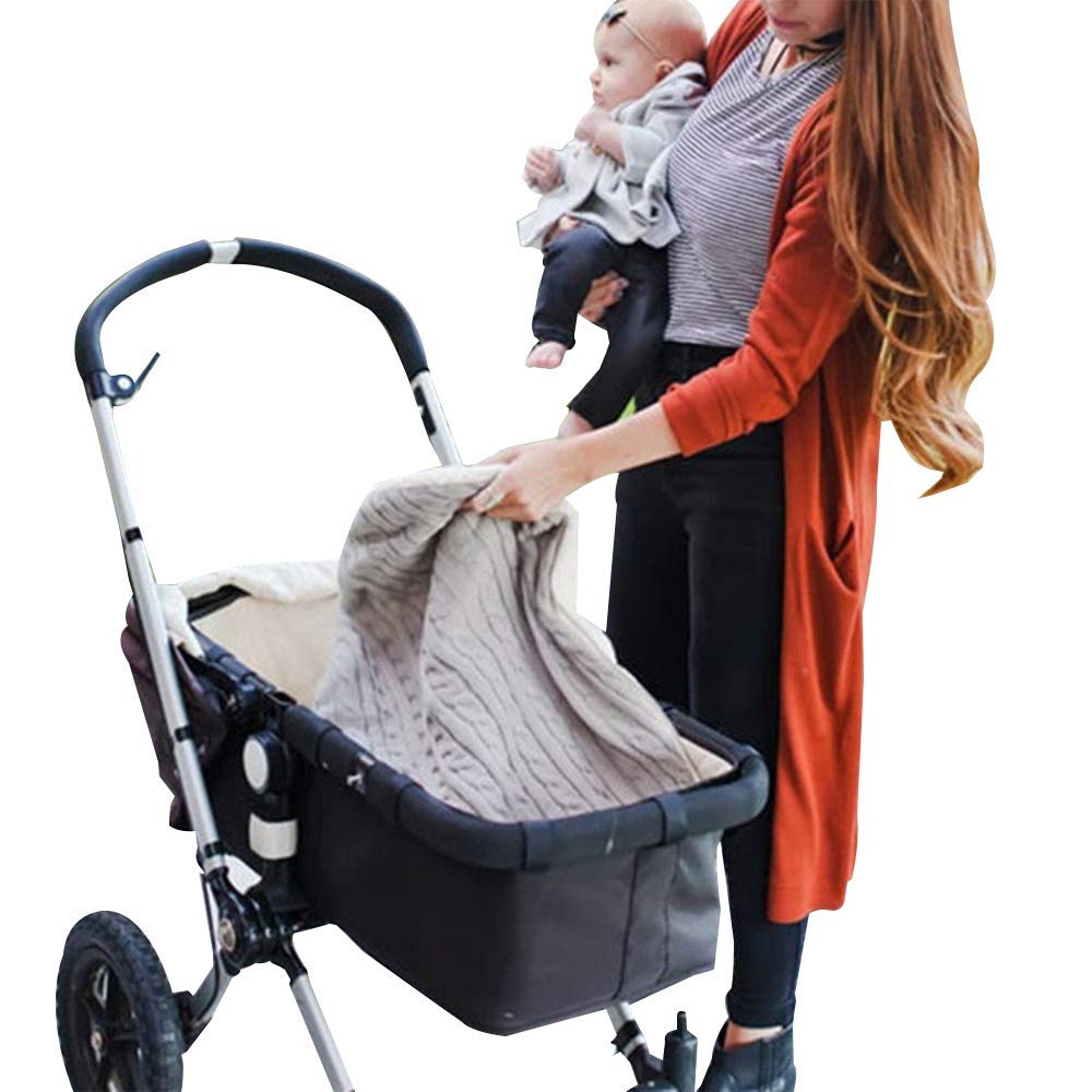 Sarababy Baby Girls Boys Wrap Swaddle Blankets Newborn Infant Knit Plush Receiving Blankets Sleeping Sack (Baby Grey)