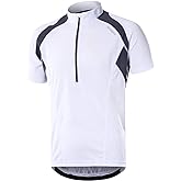BERGRISAR Men's Half Zipper Cycling Jersey Short Sleeves Bike Bicycle Shirts with Zipper Pocket Quick-Dry Breathable BG060