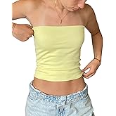 Cioatin Women Sexy Strapless Bandeau Tube Tops Sleeveless Tight Clean Fit Crop Tank Y2K Coquette Teens Layering Clothes