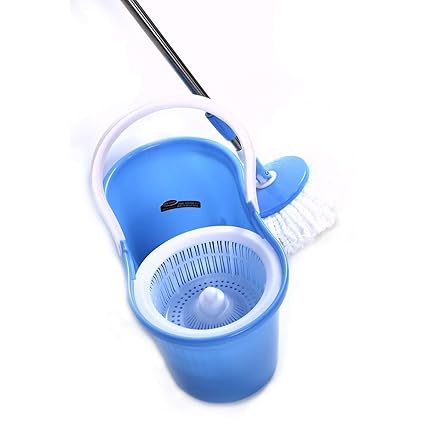 GTC Plastic 360 Degree Spin Floor Cleaning Magic Mop Bucket Mop with 2 Microfiber Heads (Multicolour)