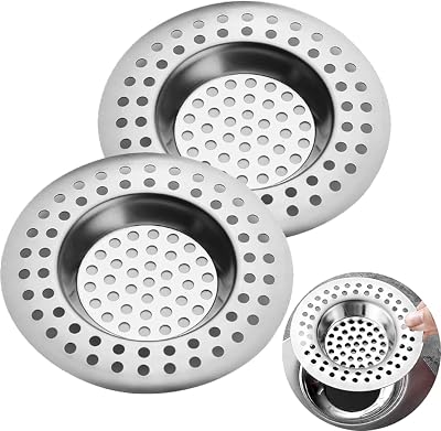 CCLKHY 2 Pcs Stainless Steel Sink Strainer Drain Hair Catcher 7.5cm