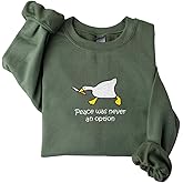 POPPOP Embroidered Goose Crewneck Sweatshirt, Funny Farm Animal Christmas Shirt