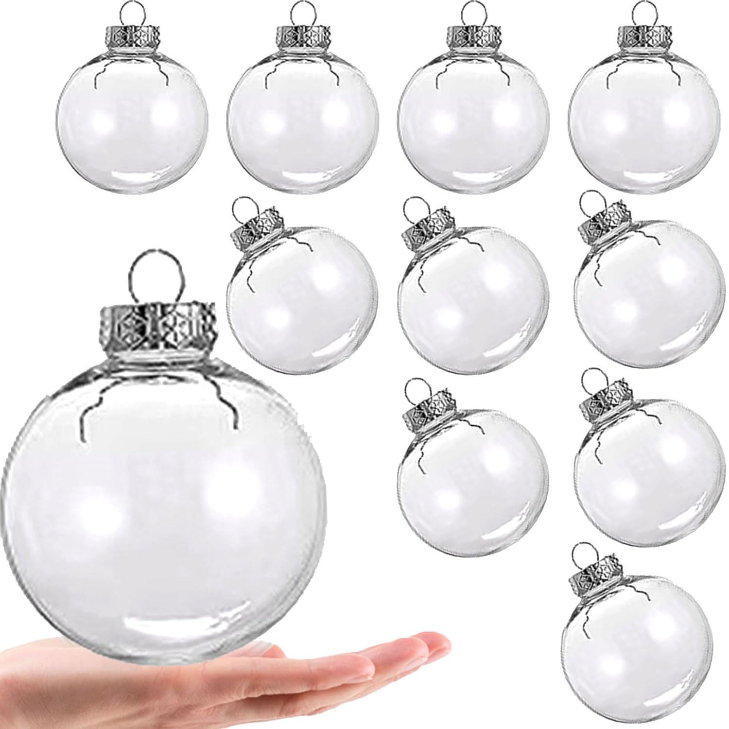 Photo 1 of 10PCS Christmas Clear Ornament Balls,Hanging Fillable Plastic Decorative Ball, DIY Transparent Christmas Ball Decorations.(3.15 Inch/80mm)