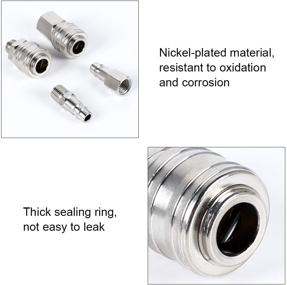 3DBUYER 12 Pcs Air Line Connectors 1/4" BSP Euro Airline Hose Compressor Fittings Air Coupler and Plug Kit Male Female Thread Quick Release Connector Fittings Set - Image 4
